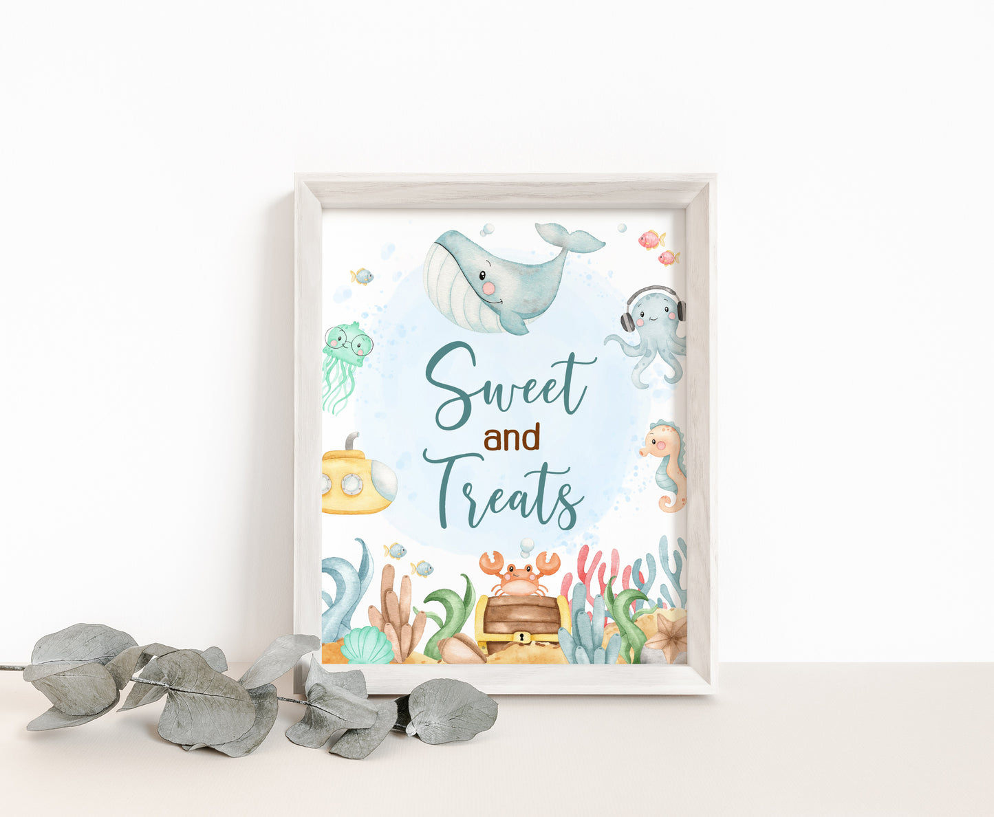 Under the Sea Sweet and Treats Sign | Ocean Themed Party Table Decorations - 44A