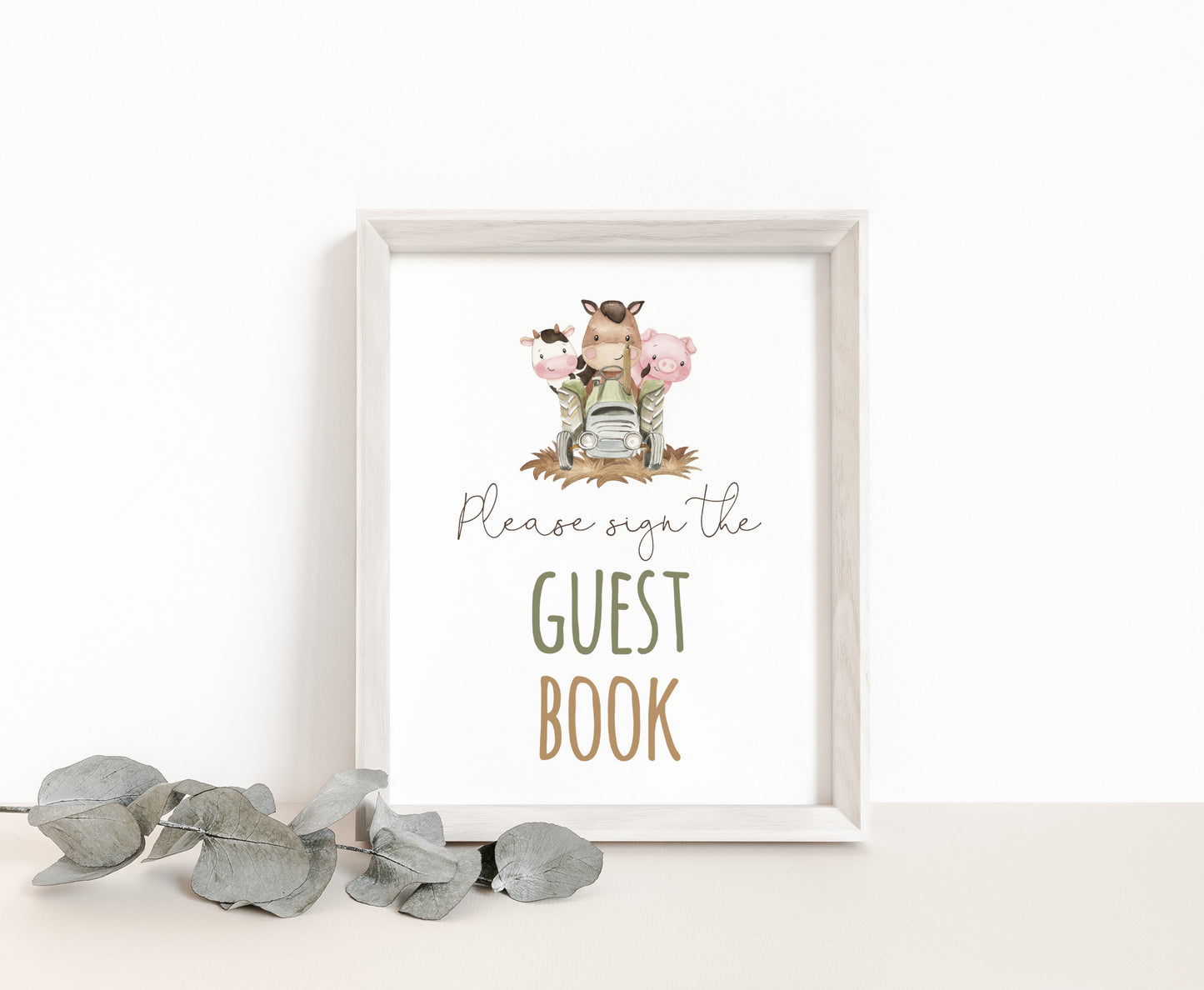 Guest Book Sign Printable | Farm Party Table Decoration - 11E