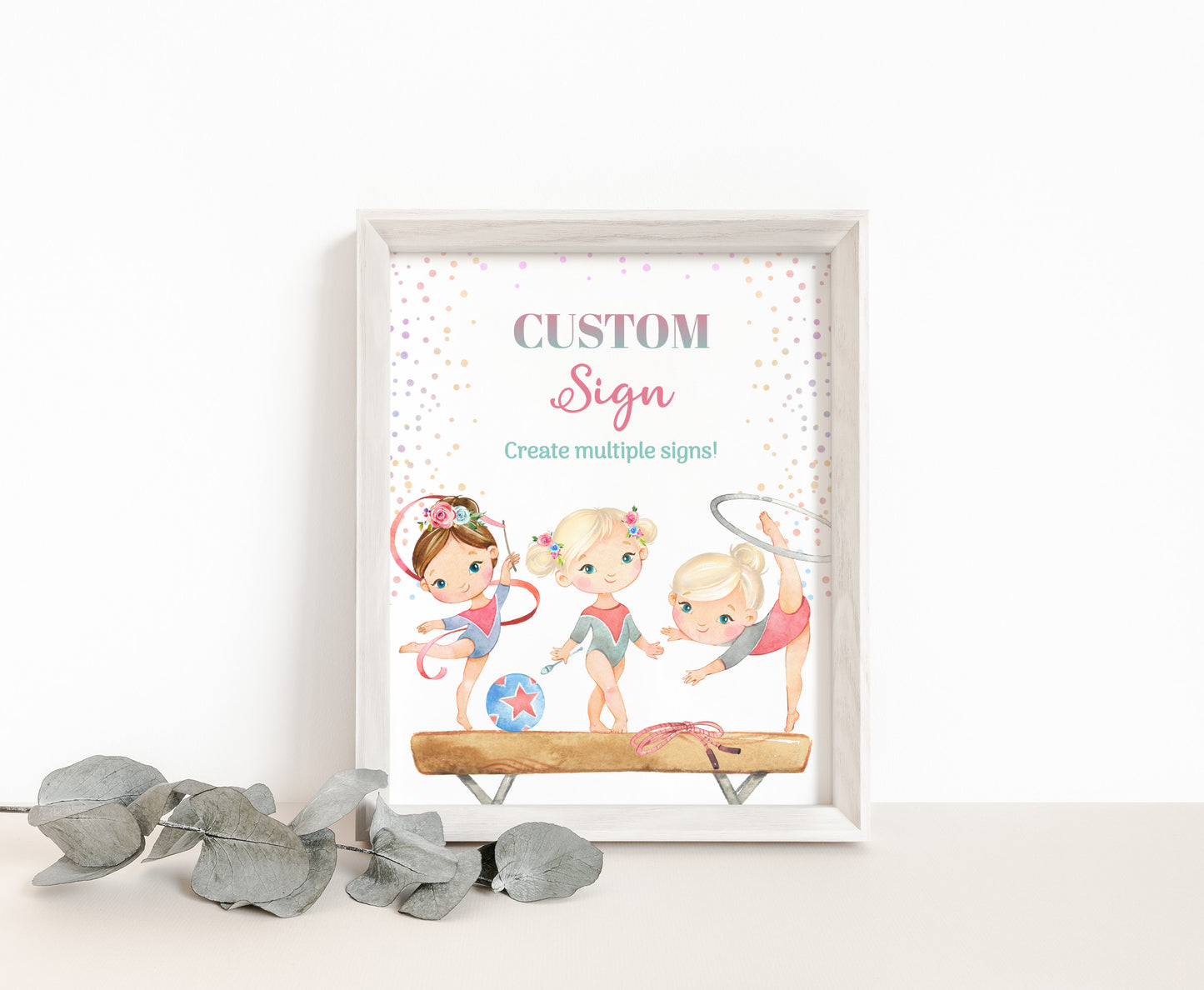 Custom Gymnastic Table Sign | Gymnastic Theme Party Decorations - 99A