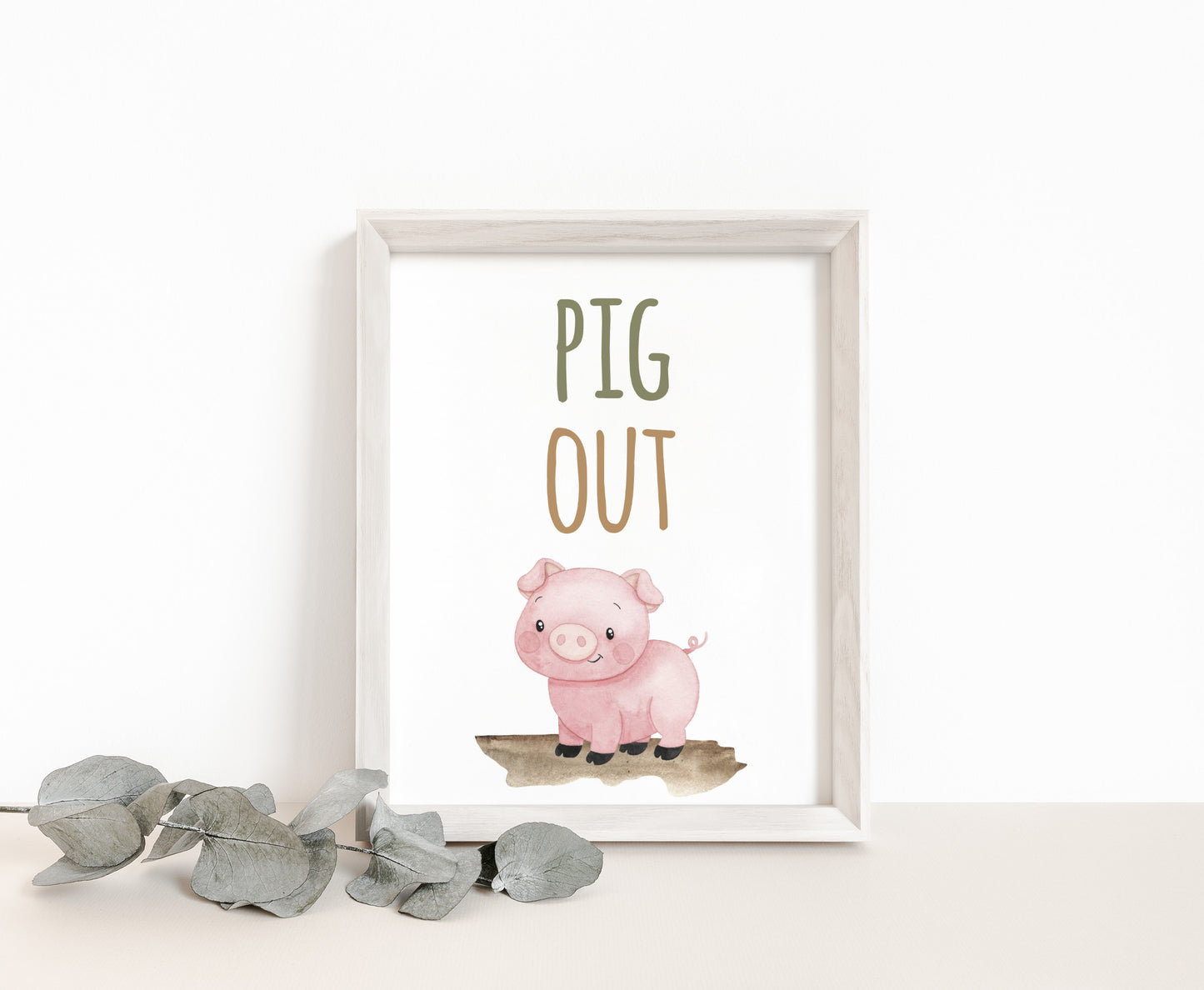 Pig Out Sign Printable | Farm Party Table Decoration - 11E