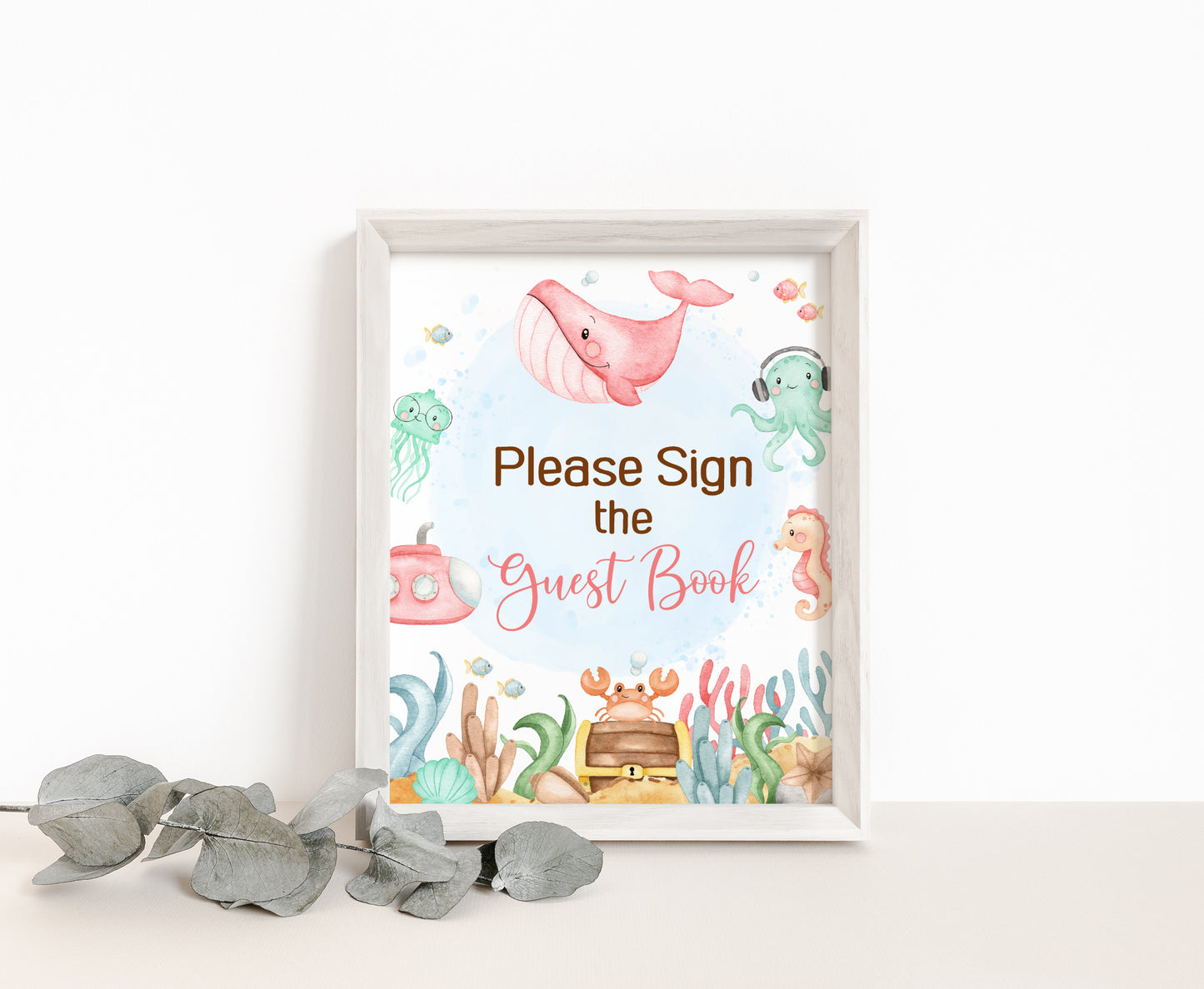 Girl Under the Sea Guest Book Sign | Ocean Themed Party Table Decorations - 44A