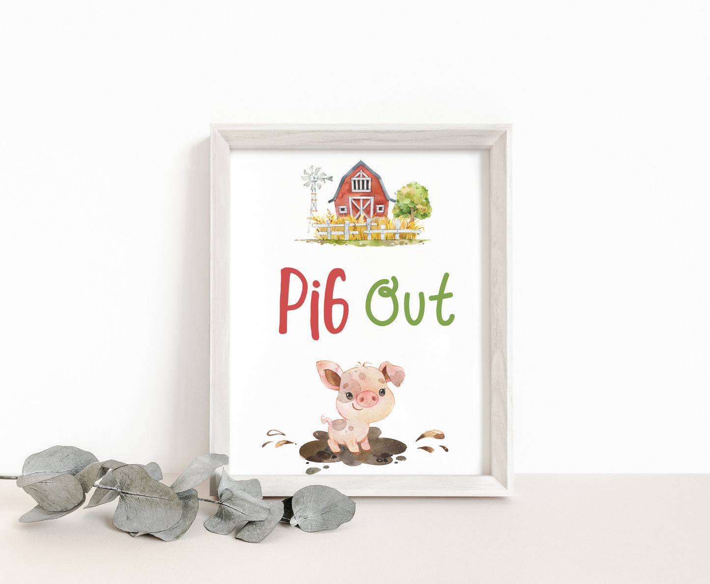 Pig Out Sign Printable | Farm Party Table Decoration - 11d