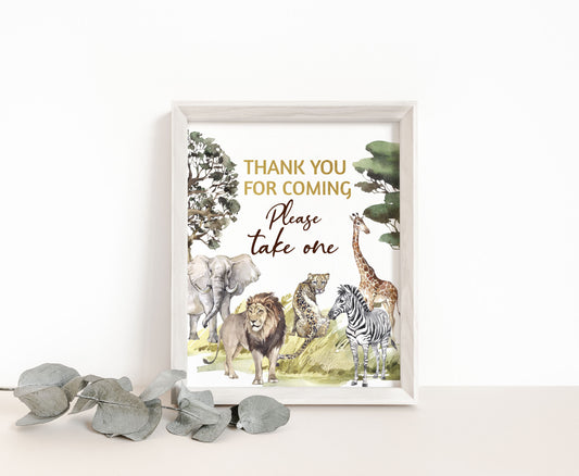 Safari Thank you for coming table sign | Jungle Themed Party Table Decorations - 35I