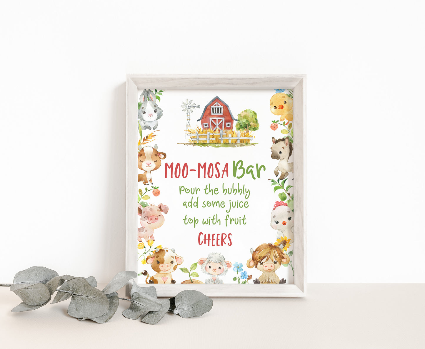 Moomosa Bar Sign Printable | Farm Party Table Decoration - 11d