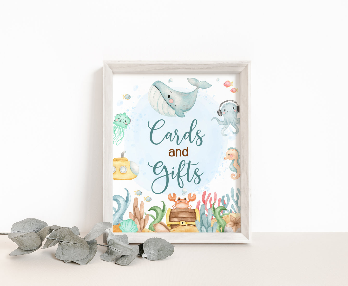 Under the Sea Cards and Gifts Sign | Ocean Themed Party Table Decorations - 44A