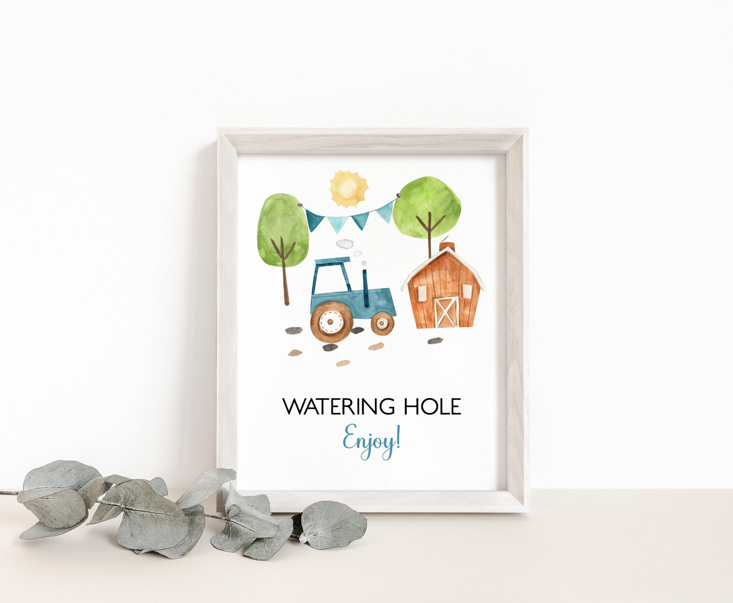 Tractor Watering Hole table Sign | Farm Party Decorations - 11F