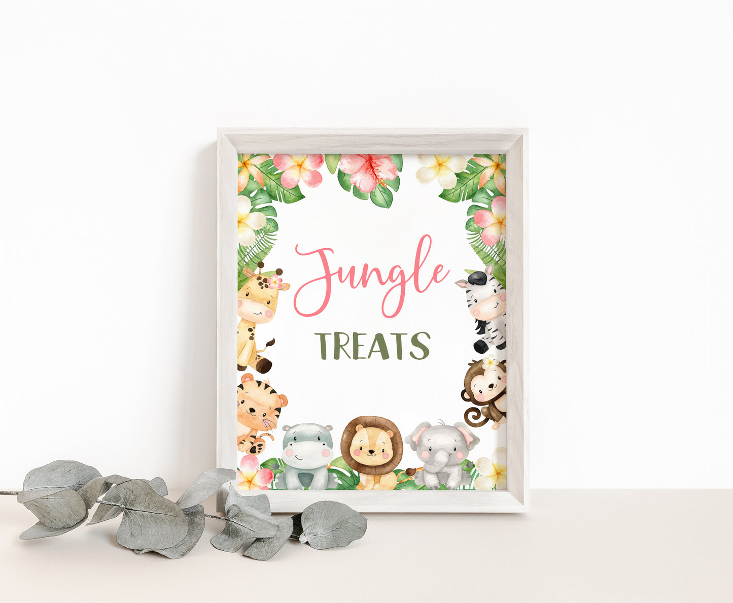 Jungle Treats Sign | Girl Safari Animals Party Table Decorations - 35E