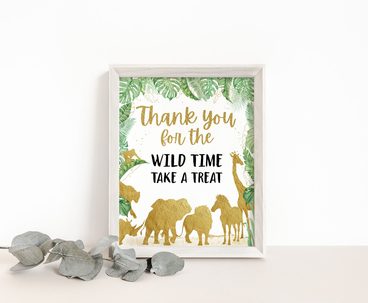 Safari Thank you for the wild time Sign | Jungle Themed Party Table Decorations - 35K