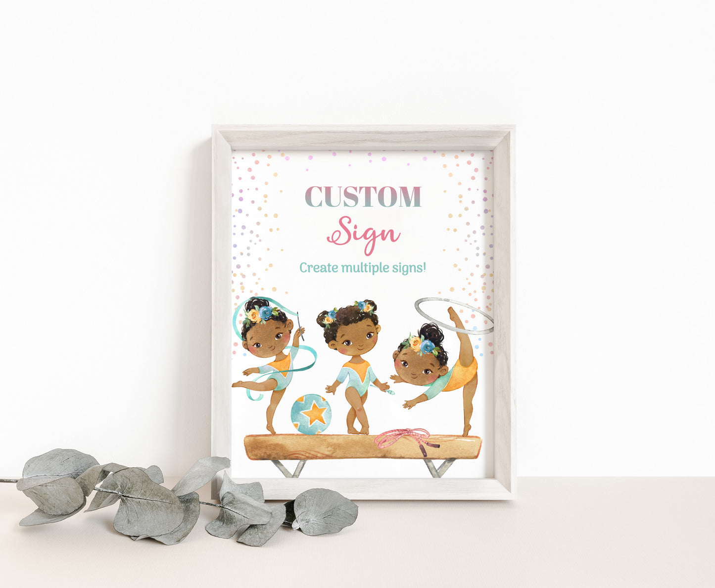 Custom Gymnastic Table Sign | Girl Gymnastic Theme Party Decorations - 99A