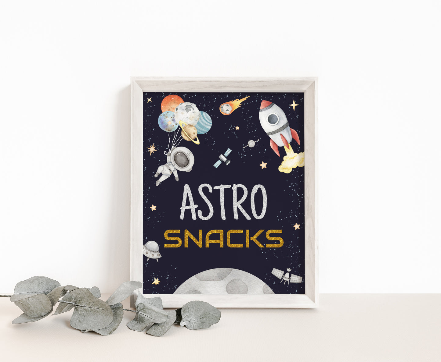 Astro Snacks Sign | Space Themed Party Table Decorations - 39C