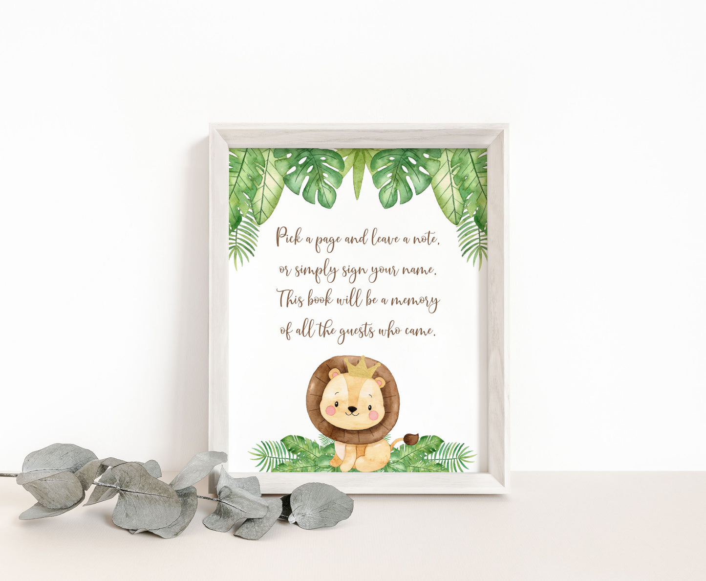 Lion Guest Book Sign | Safari Animals Party Table Decorations - 35E