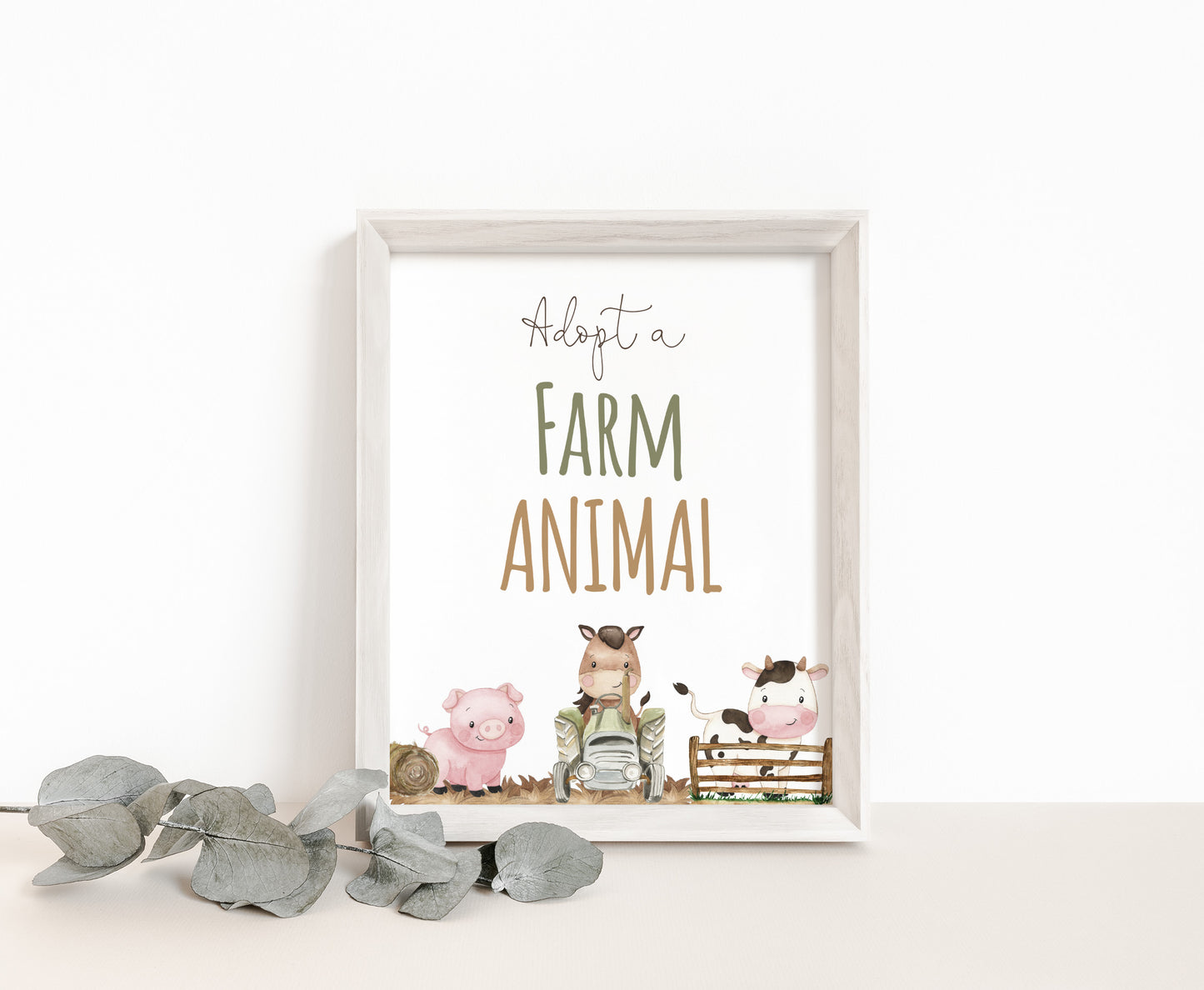 Adopt a Farm Animal Sign Printable | Farm Party Table Decoration - 11E