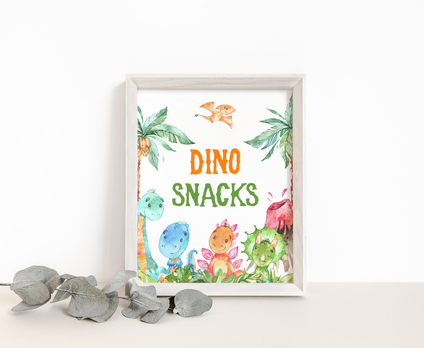 Dino Snacks Sign | Dinosaur Themed Party Table Decorations - 08A