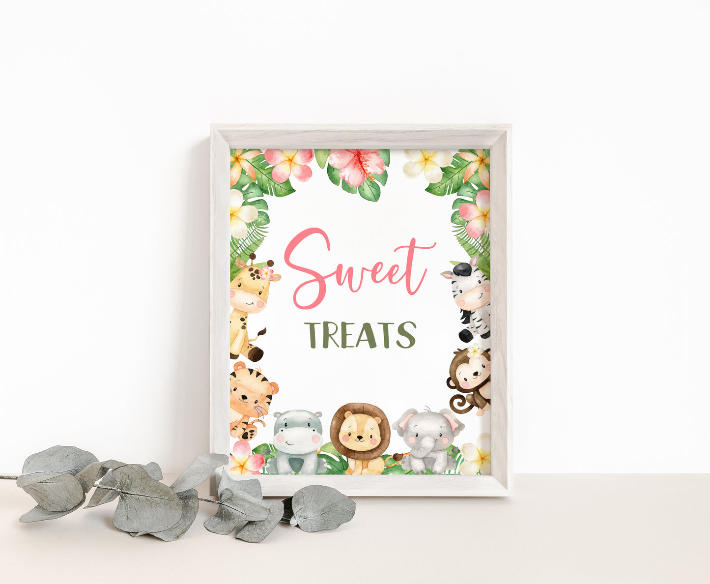 Safari Sweet Treats Sign | Girl Jungle Animals Party Table Decorations - 35E