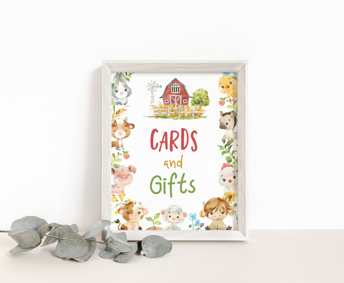 Cards and Gifts Sign Printable | Farm Party Table Decoration - 11d