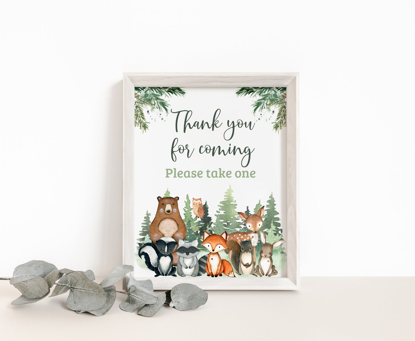 Woodland Thank You Sign | Forest Animals Party Table Decorations - 47J2