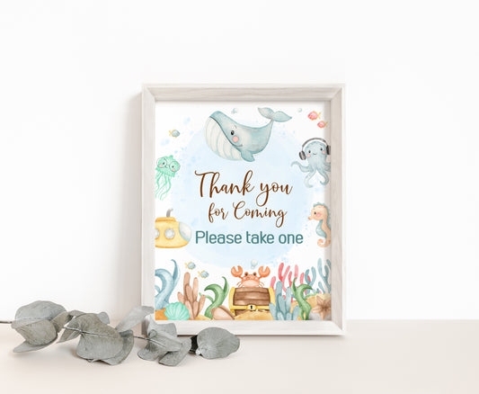 Under the Sea Thank you for Coming Sign | Ocean Themed Party Table Decorations - 44A