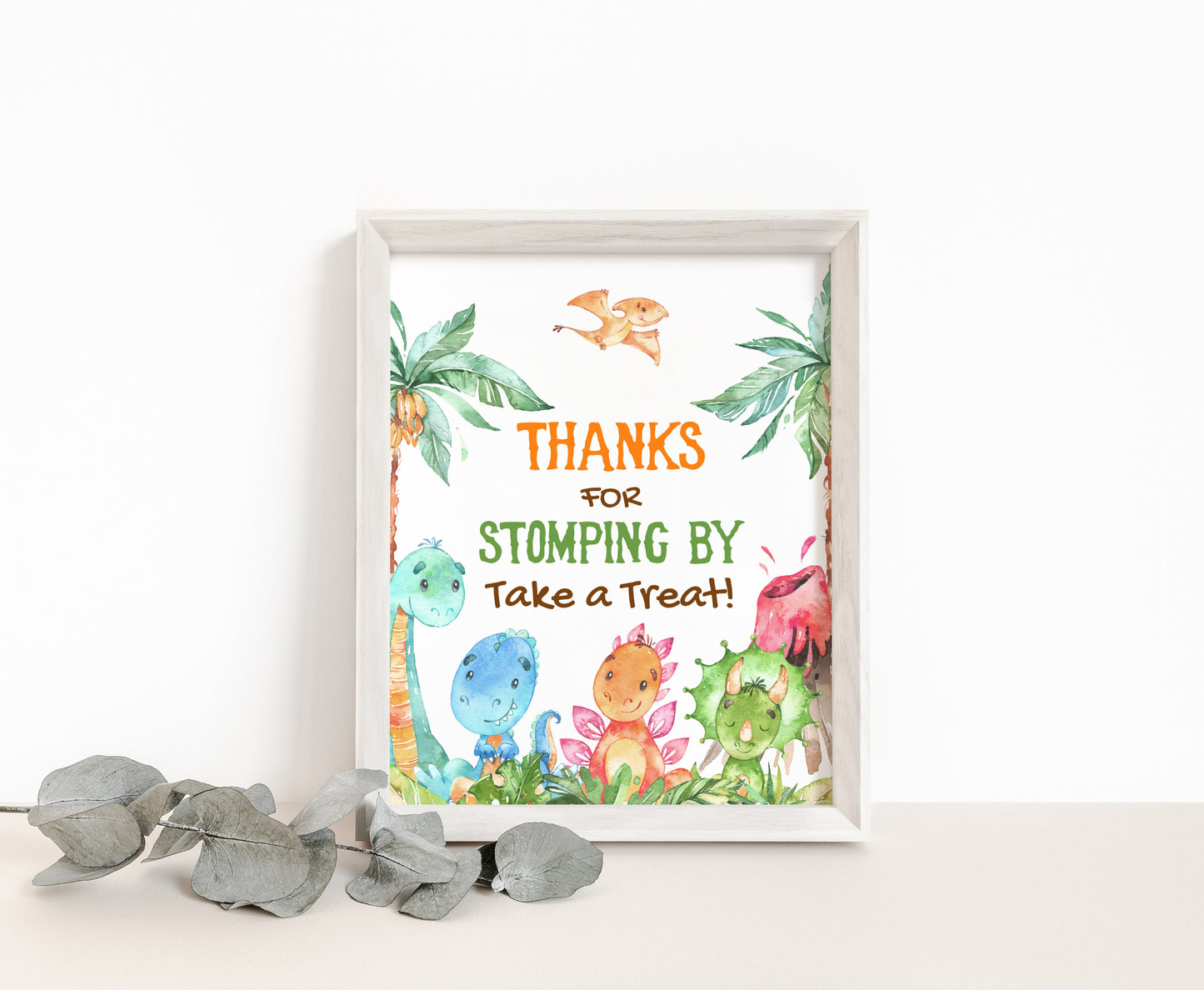 Dinosaur Thanks for Stomping Sign | Dinosaur Themed Party Table Decorations - 08A