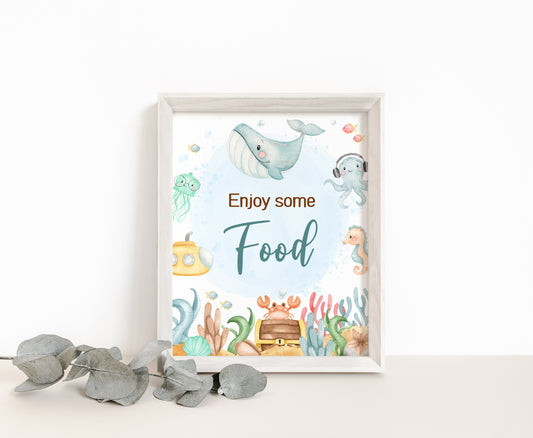 Under the Sea Food Sign | Ocean Themed Party Table Decorations - 44A