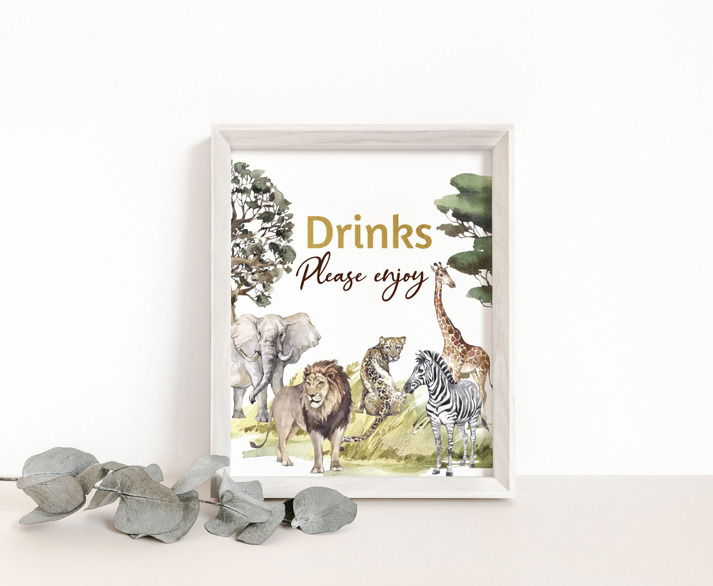 Safari Drinks please enjoy Sign | Jungle Themed Party Table Decorations - 35I