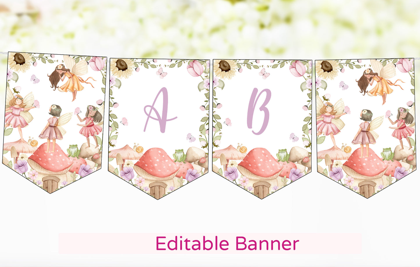 Editable Fairy Banner | Garden Fairy Party Decorations - 10A