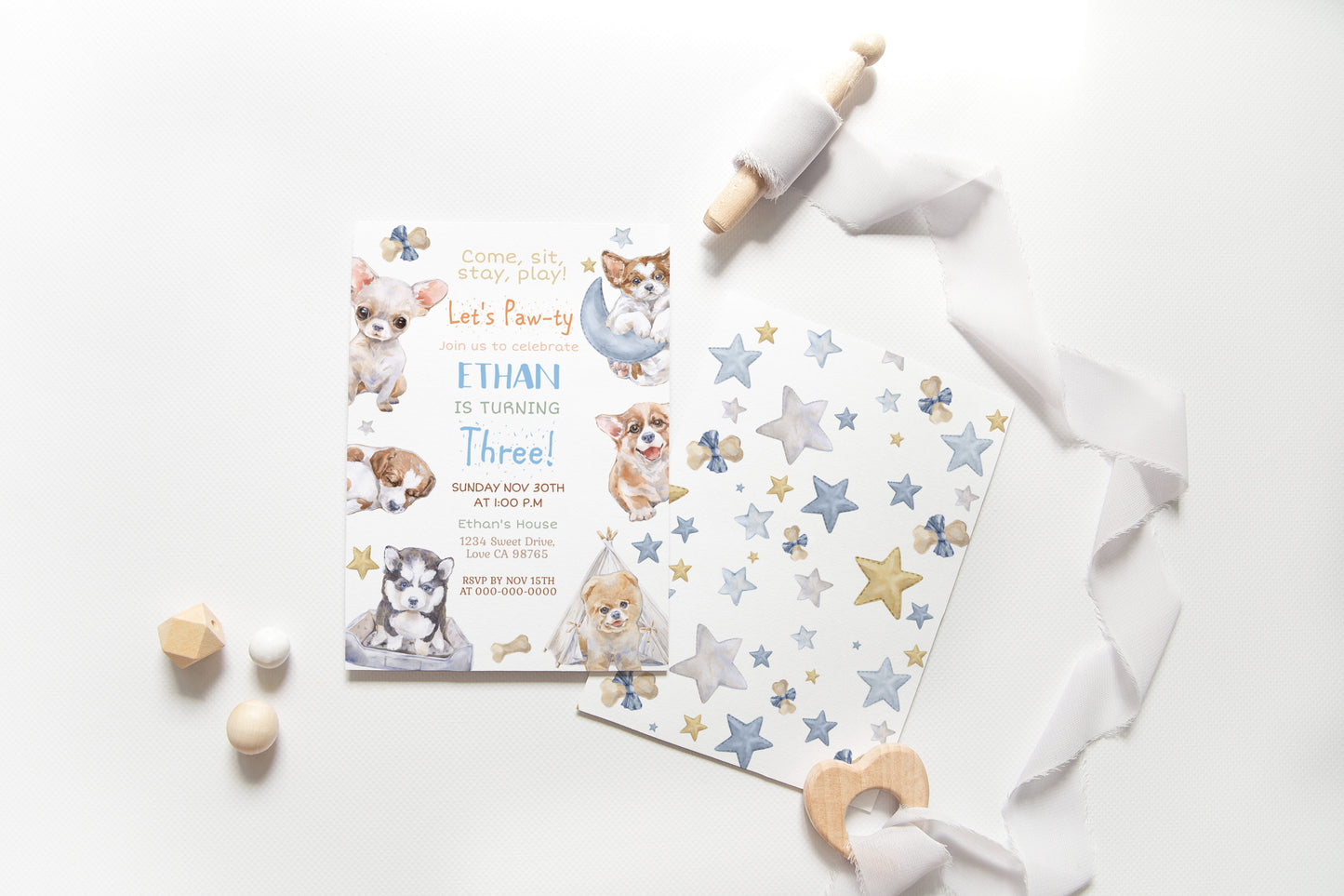 Dog Birthday Invitation | Editable Puppy Party Invite - 72A