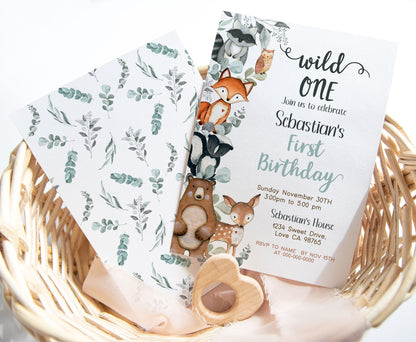 EuEucalyptus Woodland Birthday Invitation | Editable Greenery Woodland Birthday Party - 47J1
