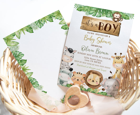 Safari Baby Shower Invitation | Editable It's a Boy Baby Shower Invite - 35E