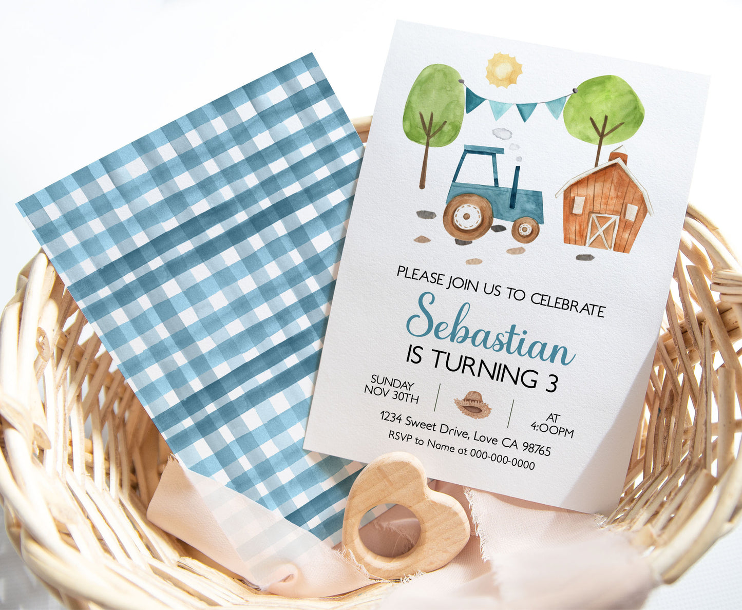 Tractor Party Invitation | Editable Farm Birthday Invite - 11F