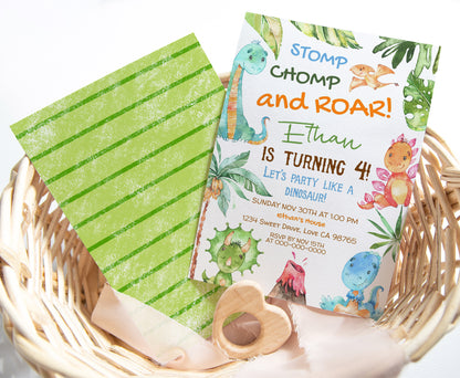 Dinosaur Birthday Invitation | Editable Dino Party Invite - 08A