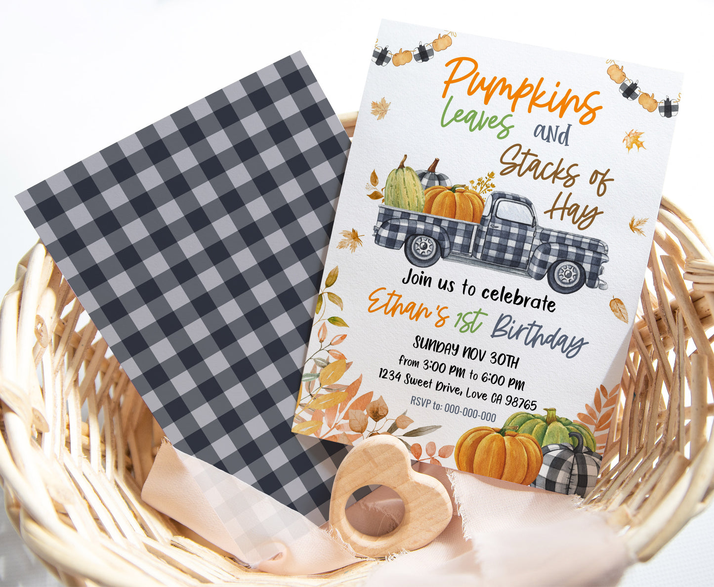 Pumpkin Truck Invitation | Editable Pumpkin Birthday Party - 30K