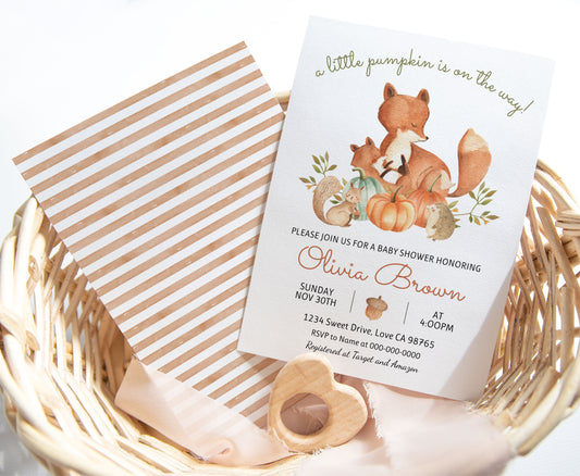 Editable Fox Baby shower Invitation | Fall Fox Baby Shower invite - 30O