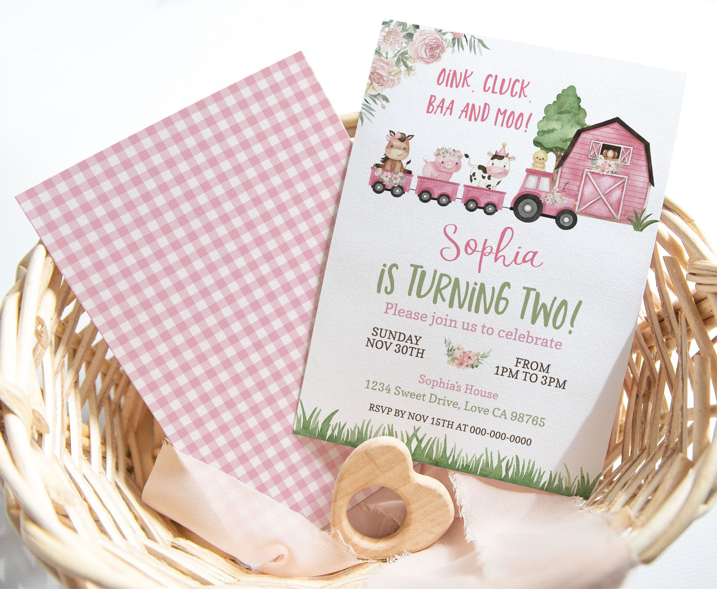 Train Girl Birthday Invitation | Editable Floral Farm Party Invite - 11A