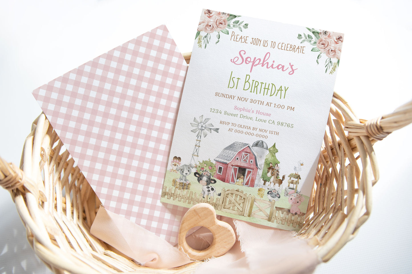 Girl Farm Birthday Invitation | Editable Barnyard Bash Invite - 11C1