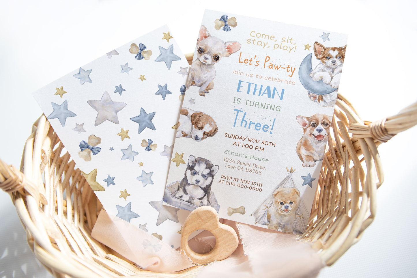 Dog Birthday Invitation | Editable Puppy Party Invite - 72A