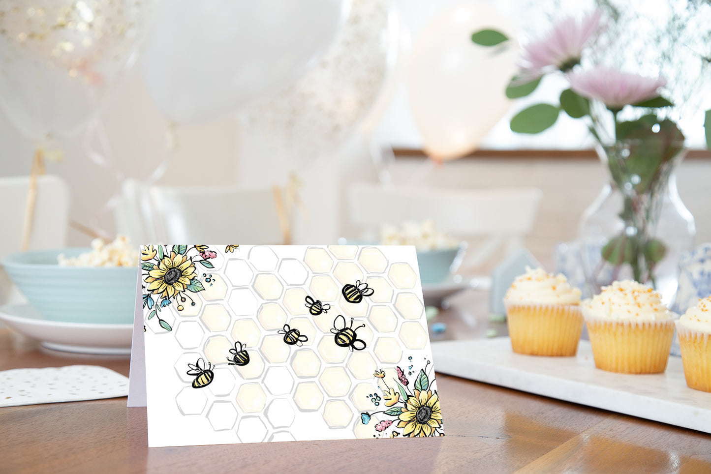 Editable Bee Place Cards | Honeycomb Theme Party Food Label Printable - 61A