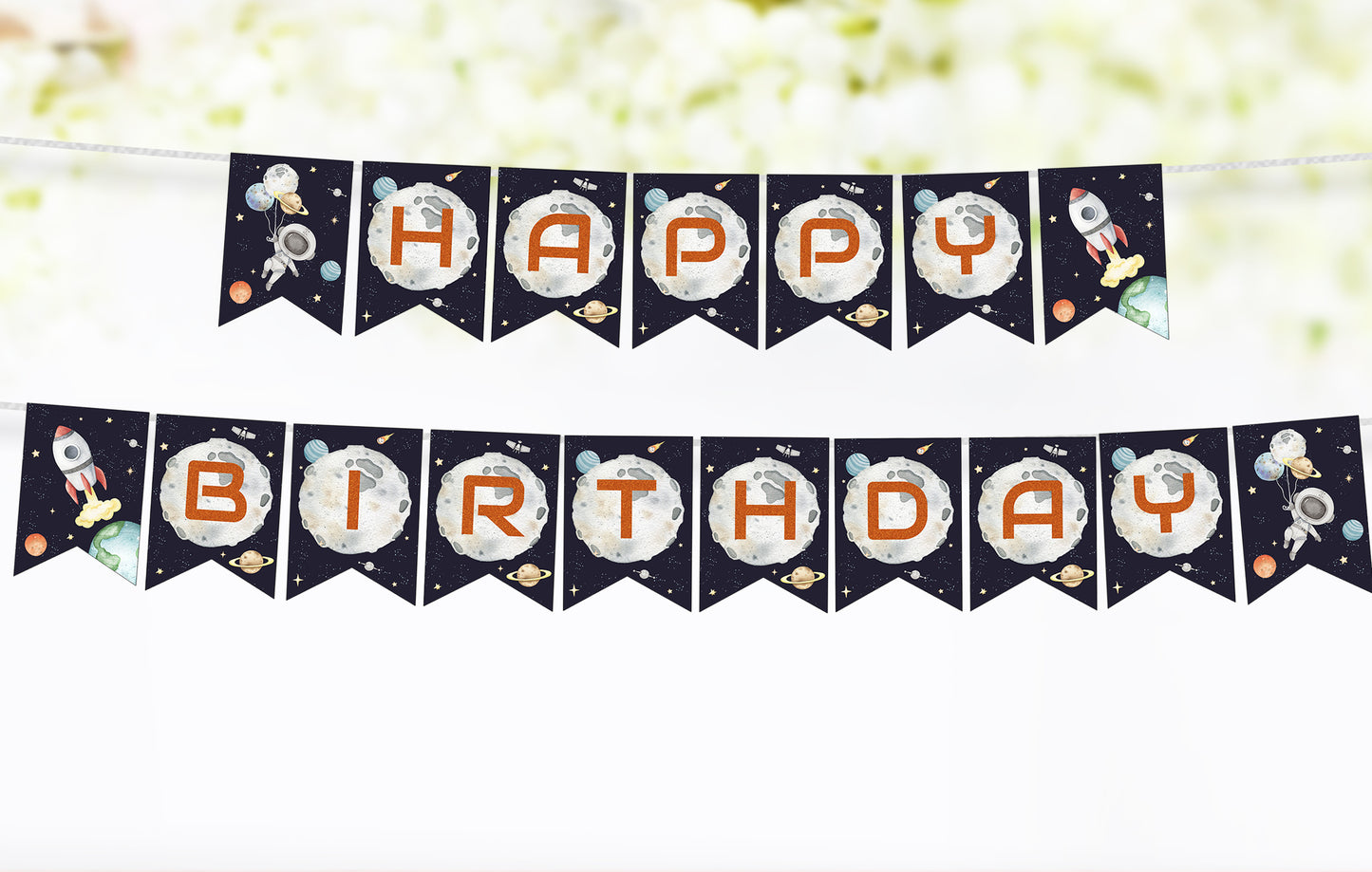 Space Happy Birthday Banner | Astronaut Printable Party Decorations - 39C