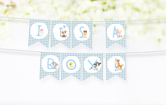 Farm It's A Boy Banner | Farm Baby Shower Printable Decorations - 15C