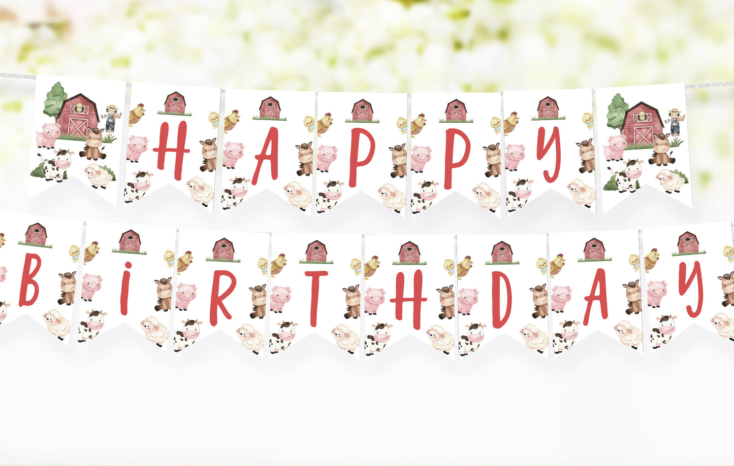 Farm Happy Birthday Banner Boy | Barnyard Bash Party Decorations - 11A