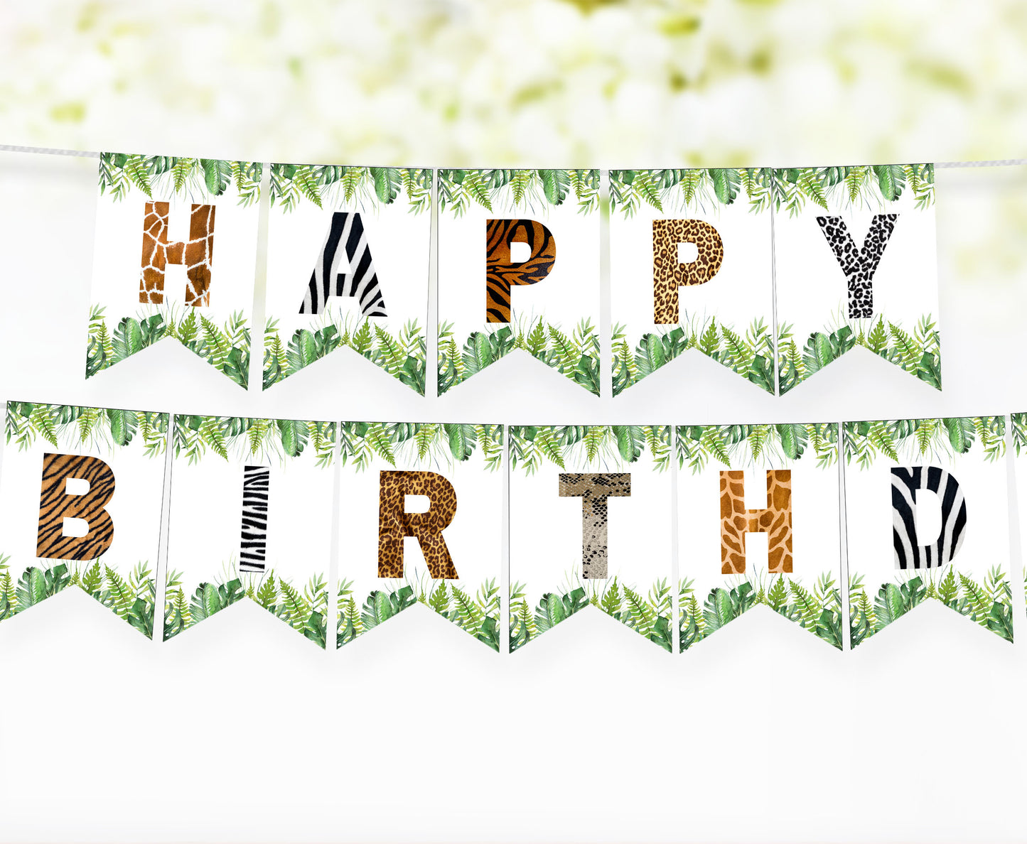 Animal Print Birthday Banner | Jungle Theme Printable Party Decorations - 35H