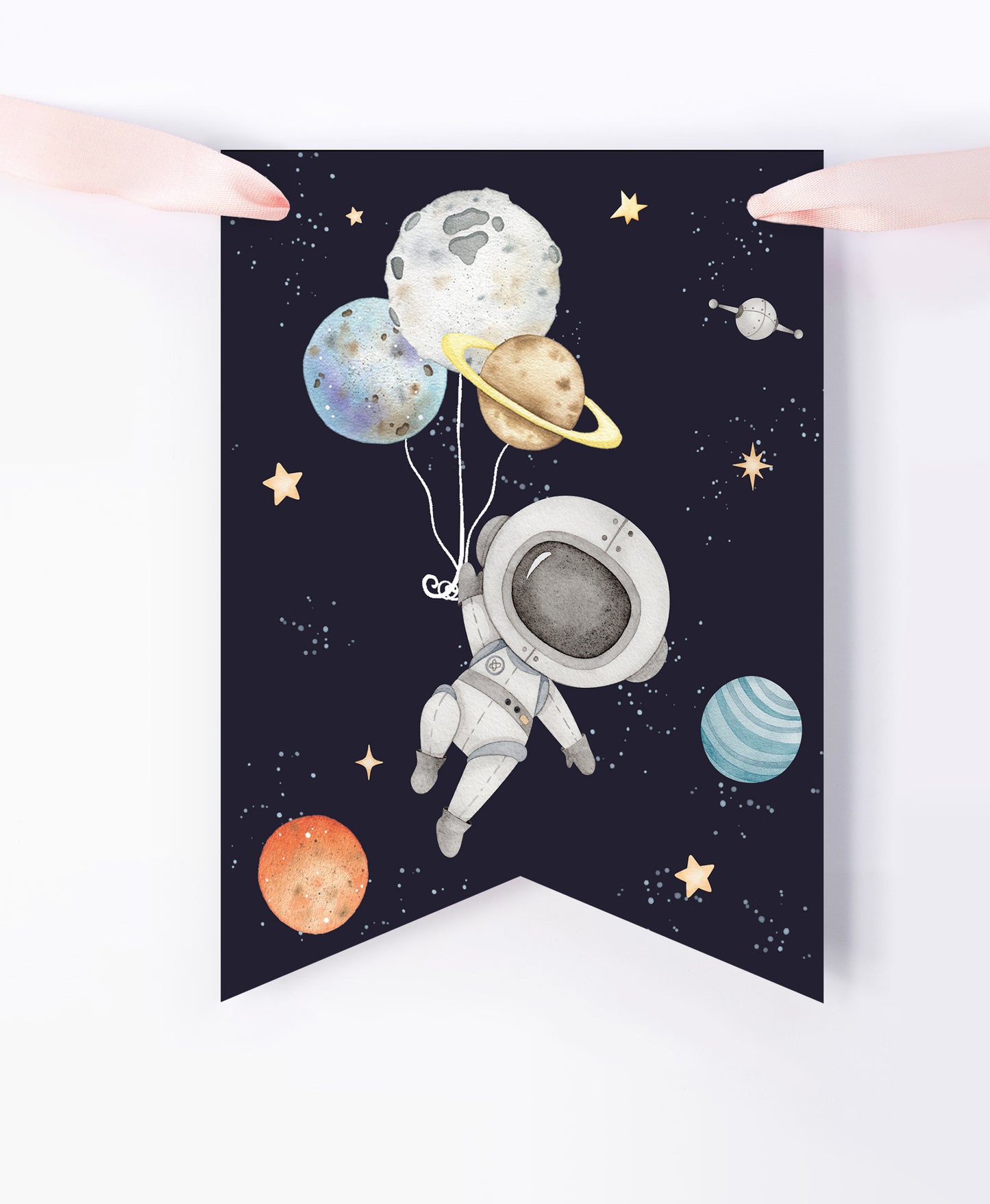 Space ONE High Chair Banner | Astronaut 1st Birthday Party Decorations - 39C