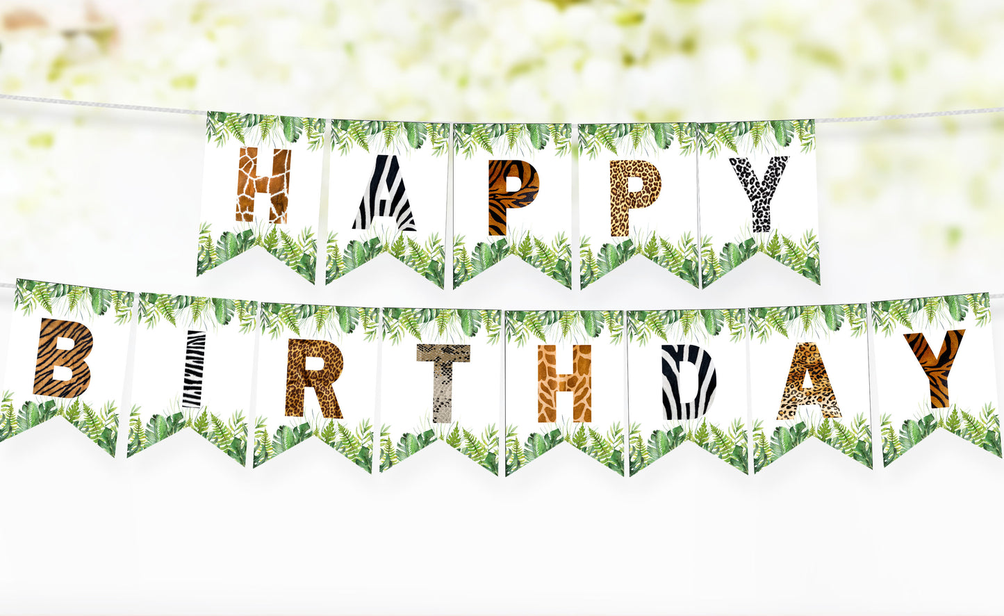 Animal Print Birthday Banner | Jungle Theme Printable Party Decorations - 35H