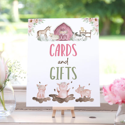 Floral Cards and Gifts Sign | Girl Farm Party Decorations - 11B