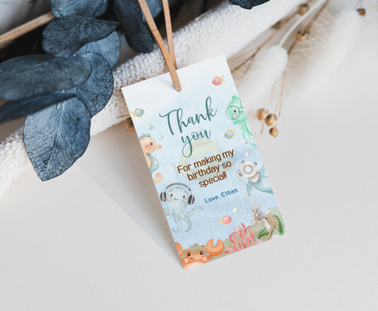 Under The Sea Thank You Tags | Editable Ocean Birthday Decorations - 44A