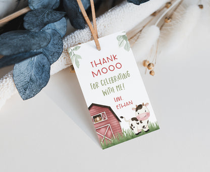 Cow Thank You Tags | Farm Birthday Party Printable - 11A