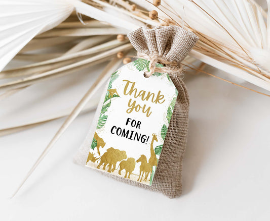 Gold Safari Thank You Tags | Safari Party Favor Tags - 35K
