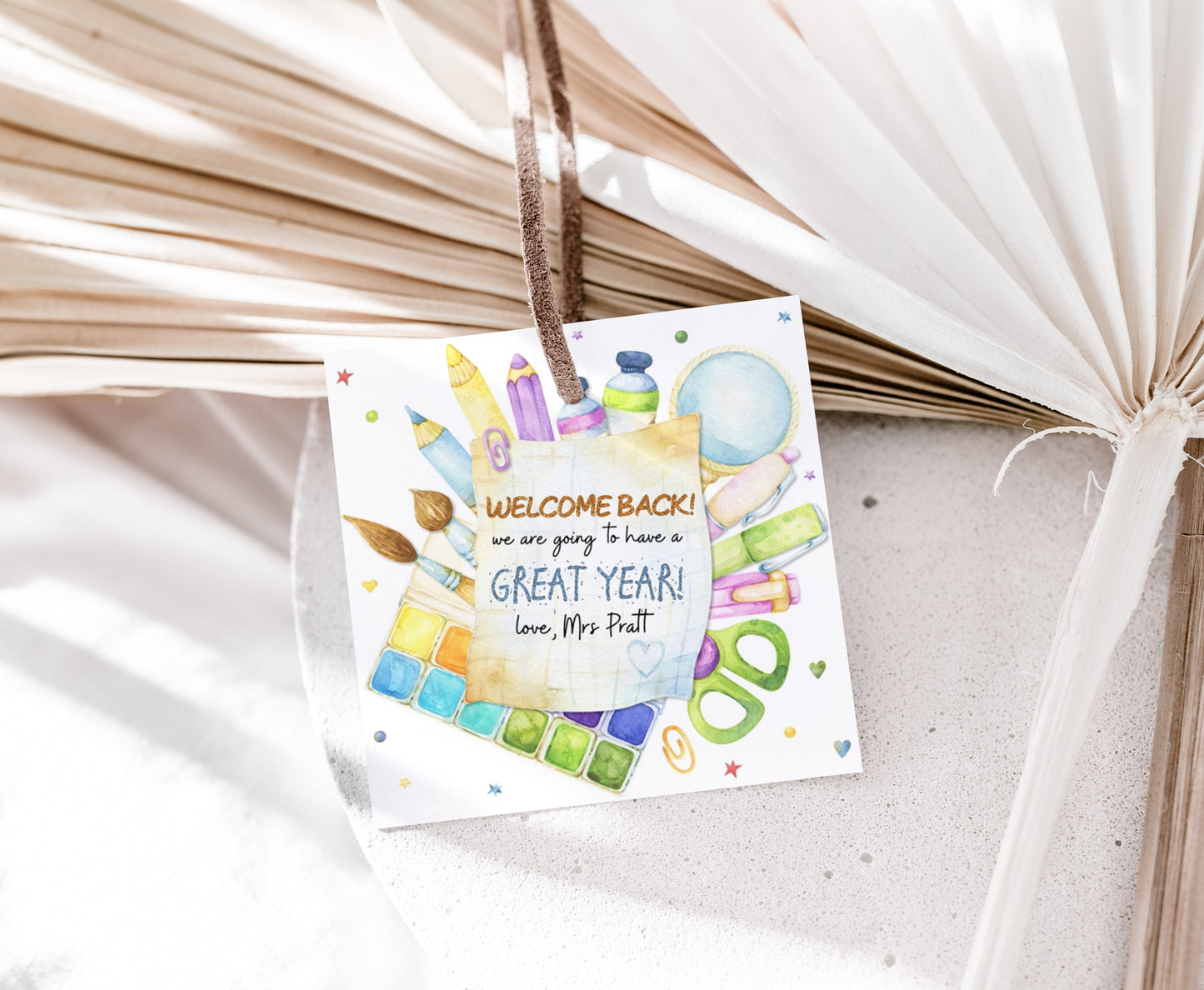Editable Welcome Back Thank You Tags 2"x2" | Back to School square Tag - 58