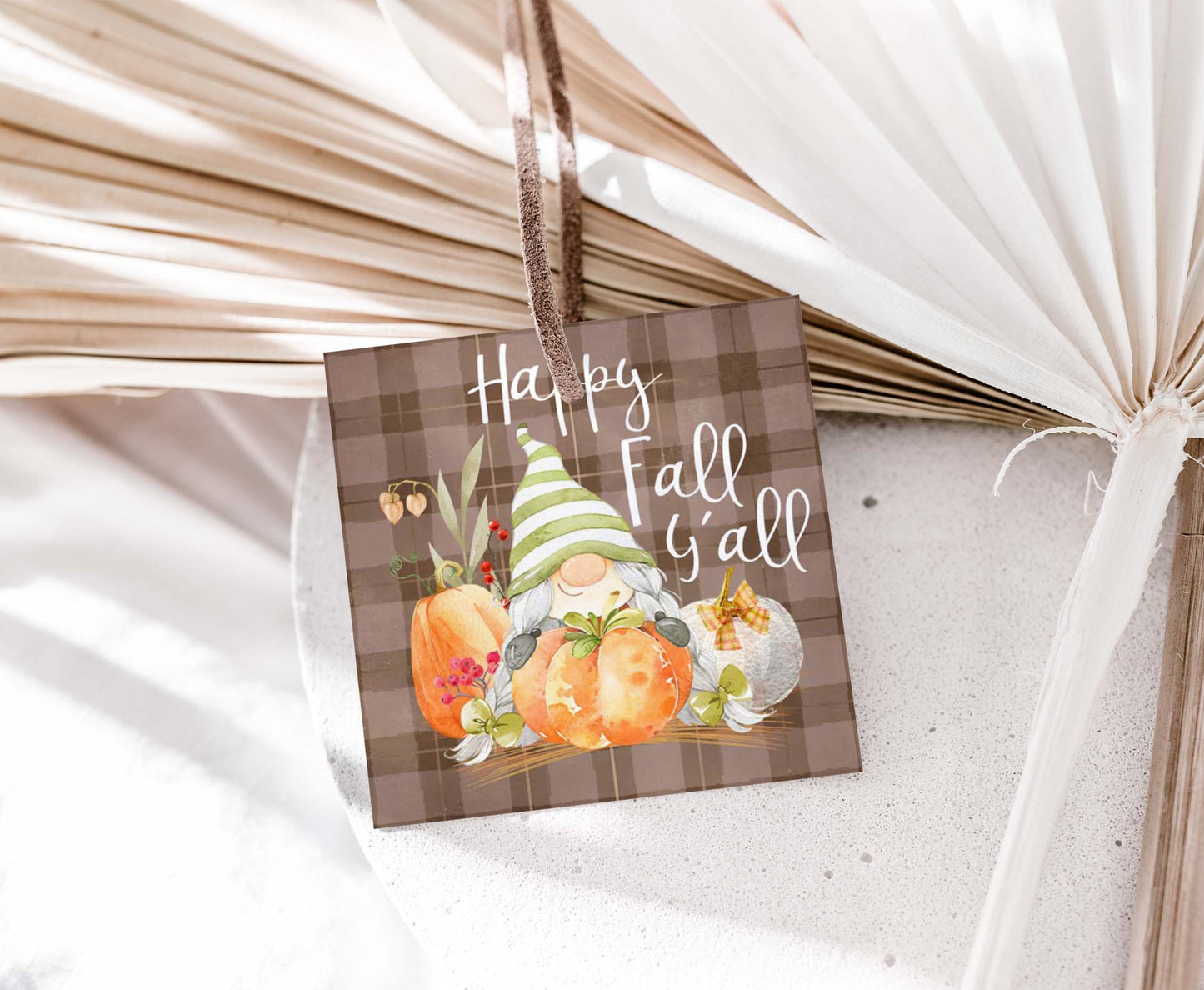 Gnome Happy Fall y´all Tags 2"x2" | Fall Gift Tags- 30