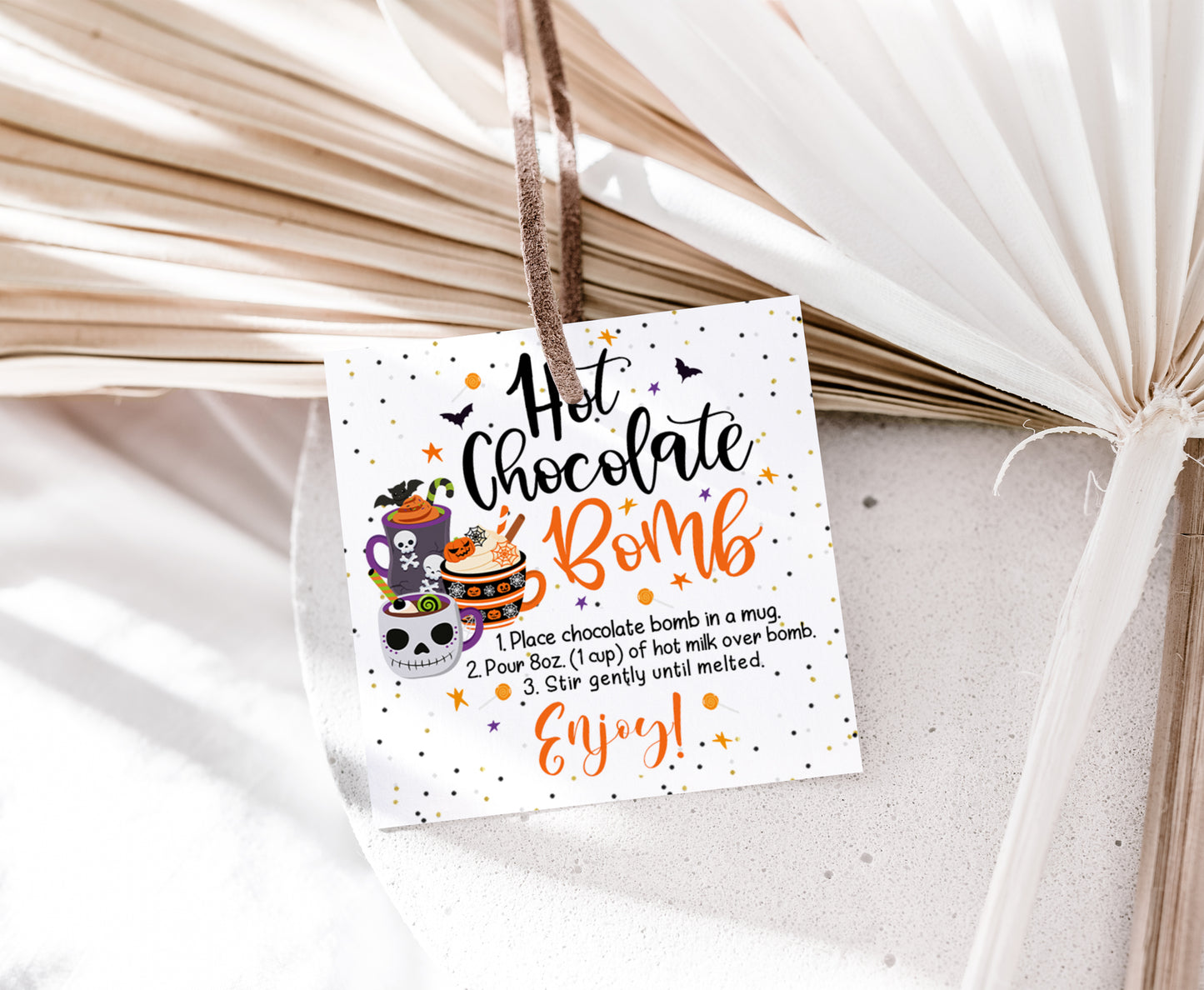 Hot Chocolate Bomb Tags 2"x2" | Halloween Favor Tags - 115