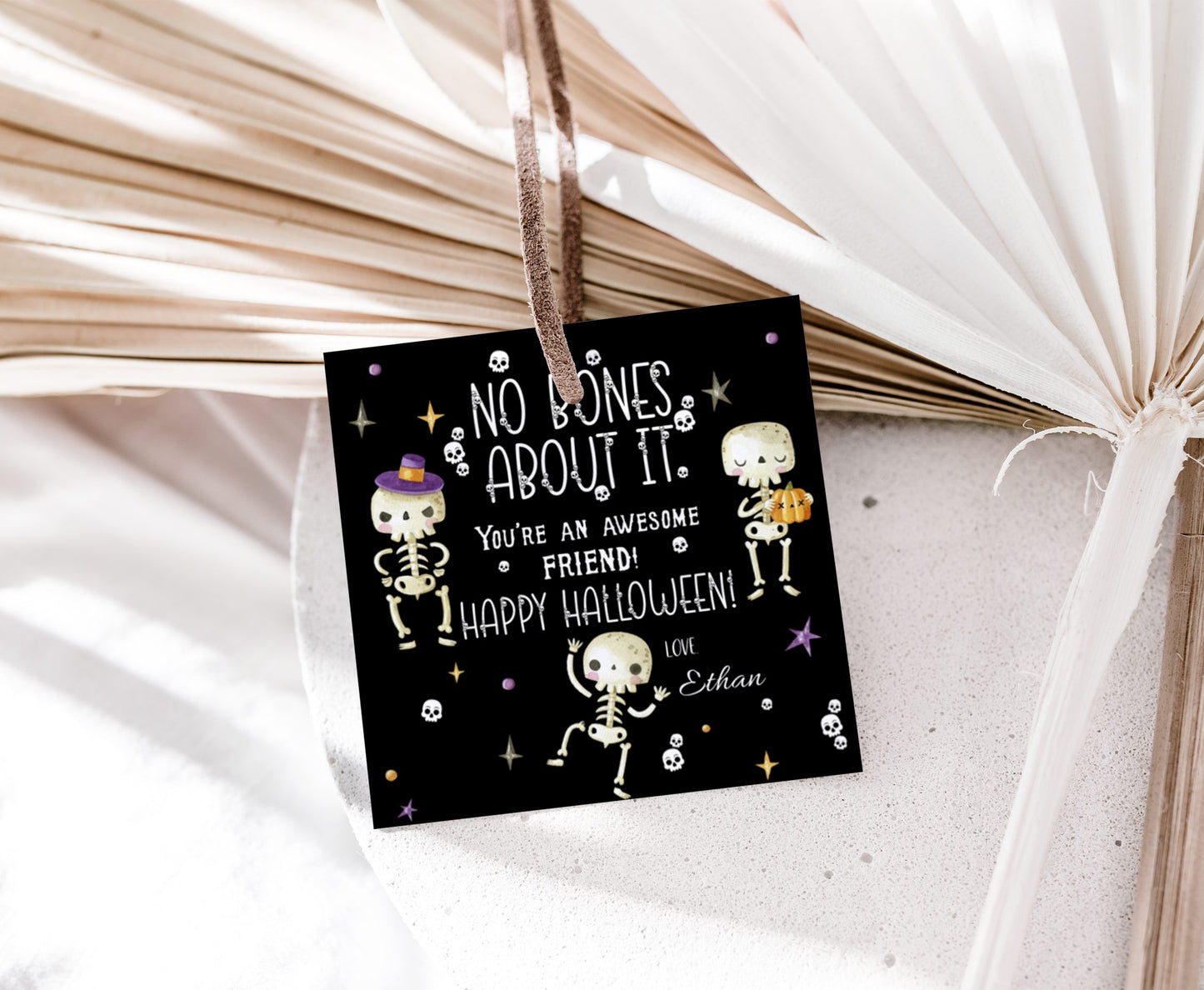 No Bones About it 2x2 Tags | Editable Halloween Gift Tags - 115